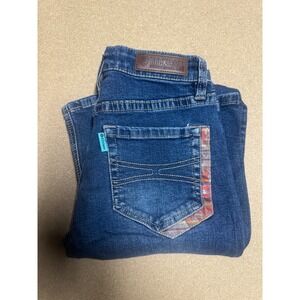 Rock & Roll Denim Bootcut Jeans High Rise Women's W24 L34 with‎ Tribal Accents